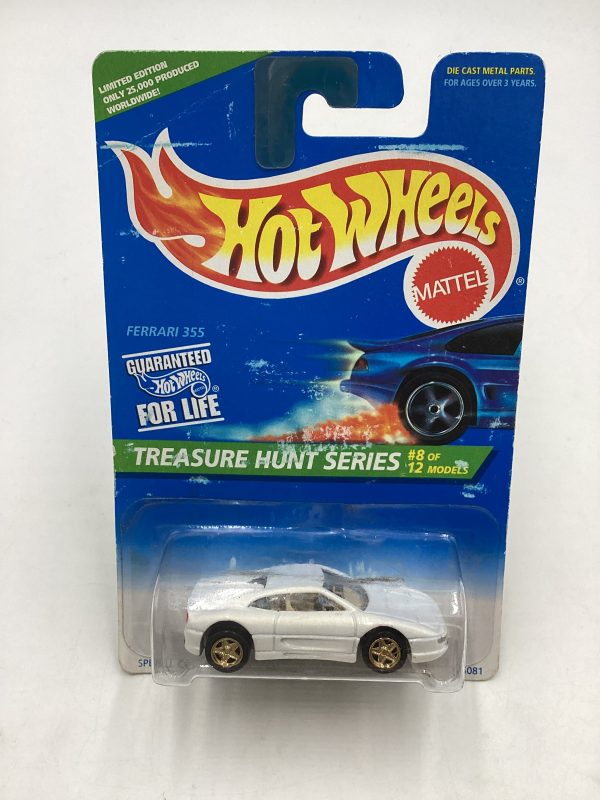 1996 Hot Wheels Treasure Hunt Series 8 12 Ferrari 355 White #435 *Bad Card* W Protector Discount