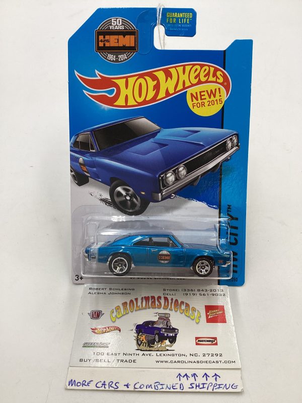 2015 Hot wheels HW City #19 69 Dodge Charger 500 Blue 56C Hot on Sale