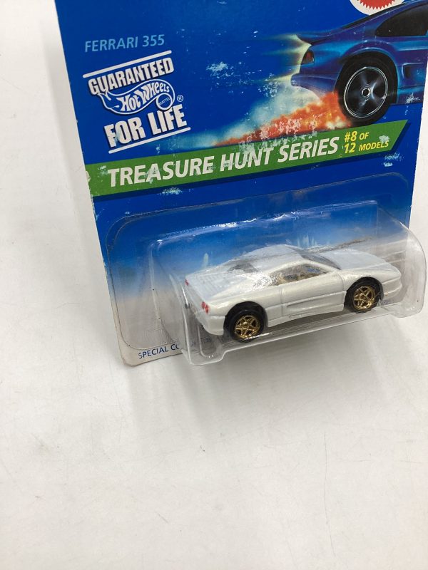 1996 Hot Wheels Treasure Hunt Series 8 12 Ferrari 355 White #435 *Bad Card* W Protector Discount