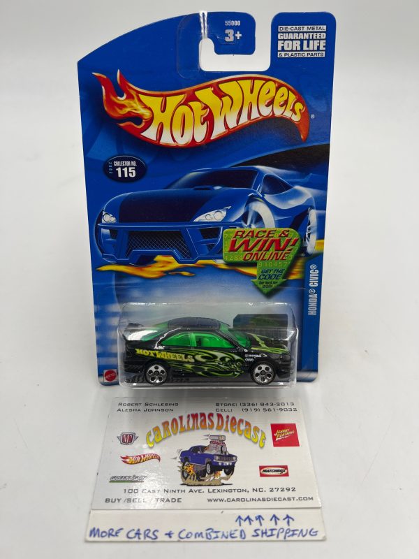 2001 Hot Wheels #115 Honda Civic Black 77B on Sale