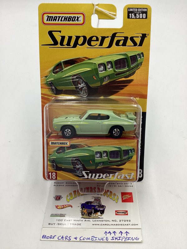 Matchbox 2005 Superfast #18 1970 Pontiac GTO judge green 173B Cheap