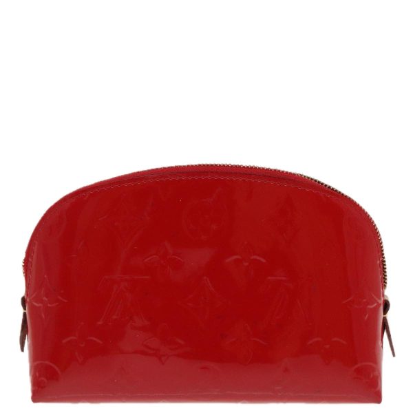 LOUIS VUITTON Monogram Vernis Pochette Cosmetic Pouch Red Slys M90172 Auth 95851 Discount