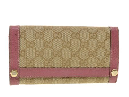 GUCCI GG Canvas Long Wallet Beige Pink 154168 39495 Hot on Sale