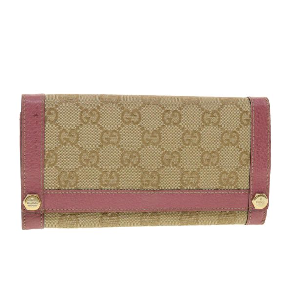 GUCCI GG Canvas Long Wallet Beige Pink 154168 39495 Hot on Sale