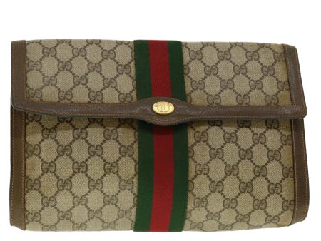 GUCCI GG Canvas Web Sherry Line Clutch Bag Beige Red Green 89.01.007 39747 Online