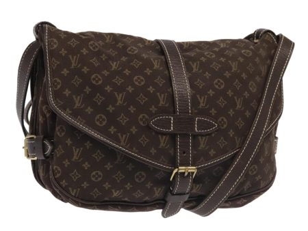 LOUIS VUITTON Monogram Mini Lin Saumur PM Shoulder Bag Ebene M95227 Auth hk1691 Hot on Sale