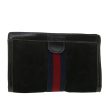 GUCCI Sherry Line Clutch Bag Suede Leather Black Red Navy 39781 Discount