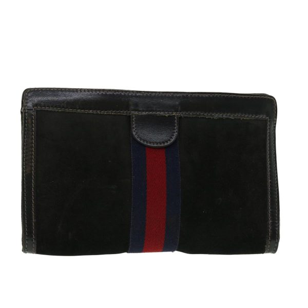 GUCCI Sherry Line Clutch Bag Suede Leather Black Red Navy 39781 Discount