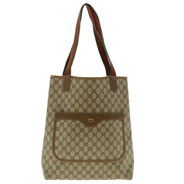 GUCCI GG Canvas Web Sherry Line Tote Bag Beige Red Green 120.02.003 39772 Online now