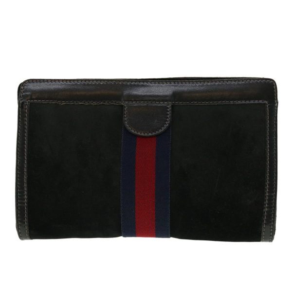 GUCCI Sherry Line Clutch Bag Suede Leather Black Red Navy 39781 Discount