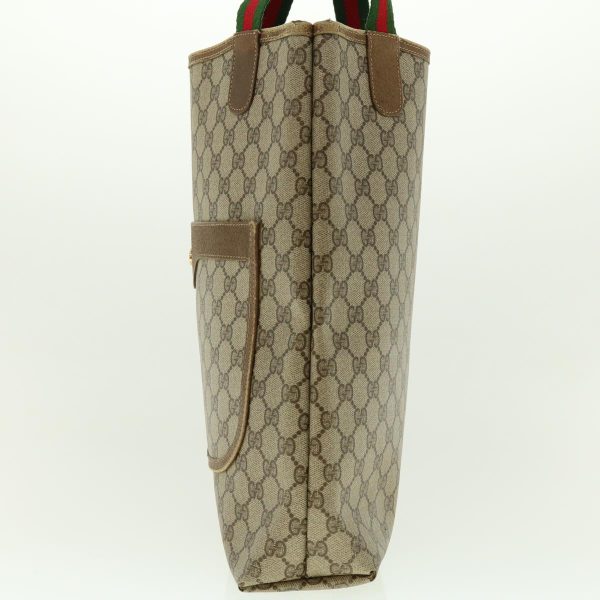 GUCCI GG Canvas Web Sherry Line Tote Bag Beige Red Green 120.02.003 39772 Online now