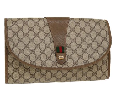 GUCCI GG Canvas Web Sherry Line Clutch Bag Beige Red Green 89.01.031 39614 Online Hot Sale