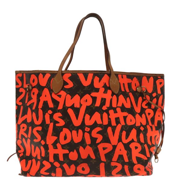 LOUIS VUITTON Monogram Graffiti Neverfull GM Tote Bag Orange M93702 Auth 95450 Online now