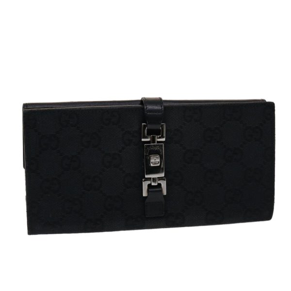 GUCCI GG Canvas Jackie Long Wallet Leather Black ep953 Online Sale