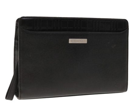 BURBERRY Clutch Bag Leather BlackNew bs11817 For Discount