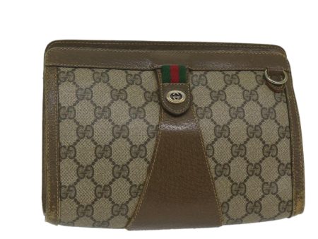 GUCCI GG Supreme Web Sherry Line Clutch Bag Red Beige 89 01 032 ep2737 Sale