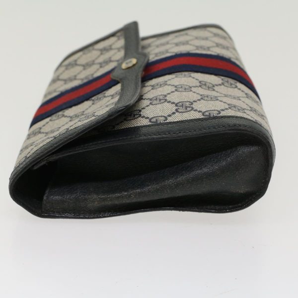 GUCCI GG Canvas Sherry Line Clutch Bag Gray Red Navy 89.01.006 yk7558B Hot on Sale