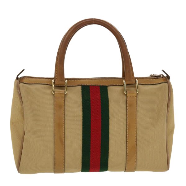 GUCCI Web Sherry Line Boston Bag Canvas Beige Red Green 378.012.3841 43210 Online Hot Sale