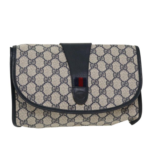 GUCCI GG Canvas Sherry Line Clutch Bag Gray Red Navy 014.122 yk7022B Online