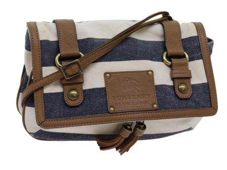 BURBERRY Blue Label Shoulder Bag Canvas White Navy BrownNew hk1266 on Sale