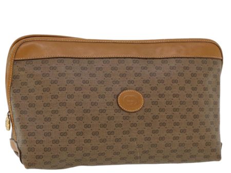 GUCCI Micro GG Canvas Clutch Bag PVC Leather Beige 014•58•0198 uy121 Supply