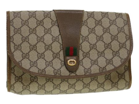 GUCCI GG Canvas Web Sherry Line Clutch Bag Beige Red 89.01.030 yk7078B Hot on Sale