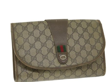 GUCCI Web Sherry Line GG Supreme Clutch Bag Beige Red Green 89 01 030 63482 on Sale