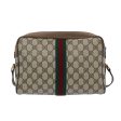 GUCCI GG Supreme Web Sherry Line Shoulder Bag PVC Beige Red Green 65893 For Sale