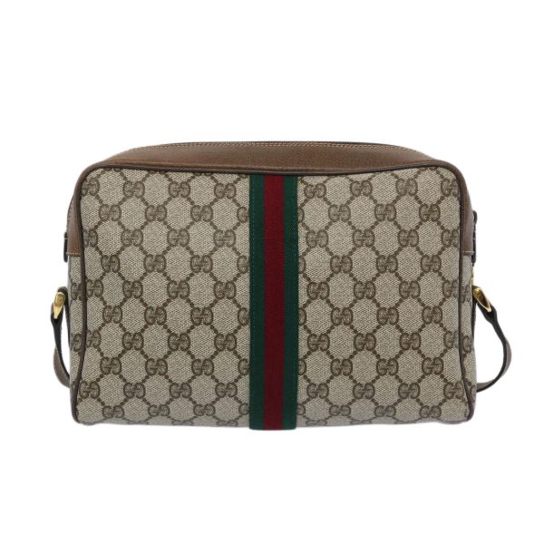 GUCCI GG Supreme Web Sherry Line Shoulder Bag PVC Beige Red Green 65893 For Sale