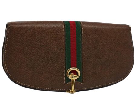 GUCCI Web Sherry Line Clutch Bag Leather Beige Red Green ep2312 Supply