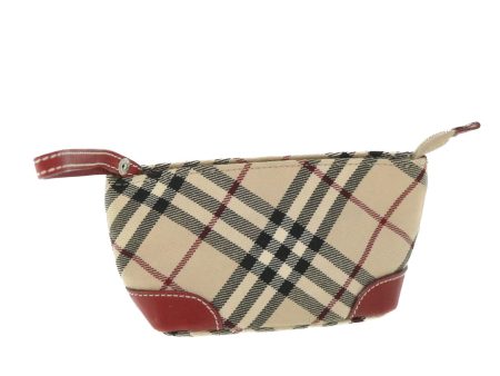 BURBERRY Nova Check Blue Label Pouch Canvas Red BeigeNew ki3581 Online now