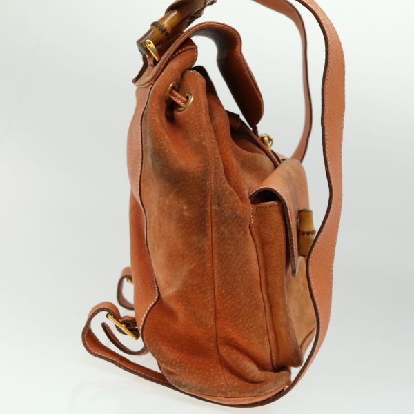 GUCCI Bamboo Backpack Suede Leather Orange th3041 Online