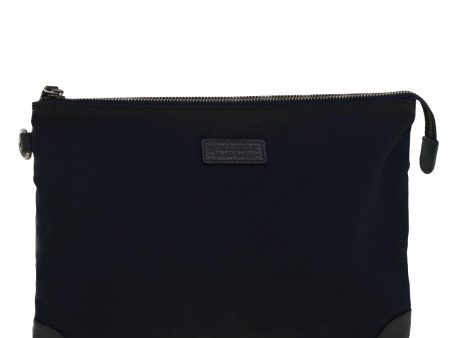 BURBERRY Black label Clutch Bag Nylon Leather NavyNew 58127 Sale