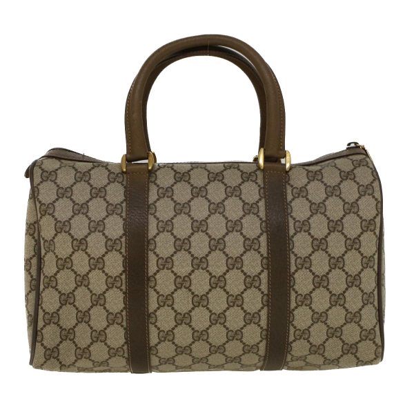 GUCCI GG Canvas Web Sherry Line Boston Bag PVC Leather Beige Green 58085 Online Sale