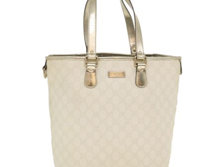 GUCCI GG Canvas Tote Bag PVC Leather White 189896 39964 Online Hot Sale