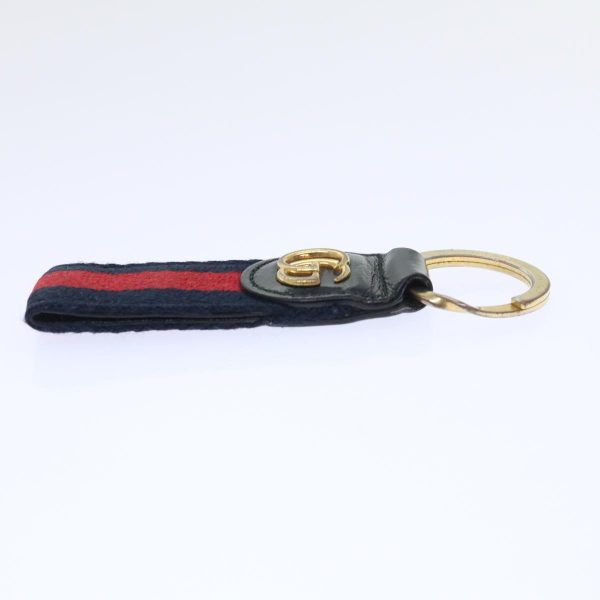 GUCCI Sherry Line Key Ring Canvas Red Navy yk8505 Supply