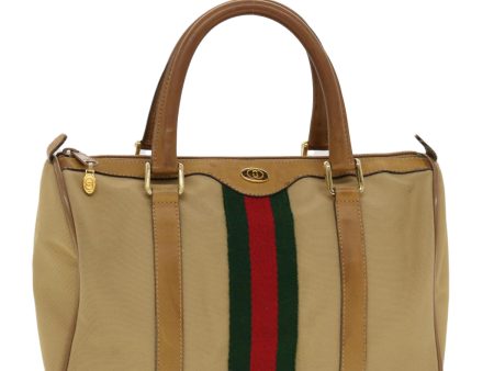 GUCCI Web Sherry Line Boston Bag Canvas Beige Red Green 378.012.3841 43210 Online Hot Sale