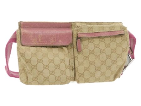 GUCCI GG Canvas Waist Bag Beige Pink am699g For Discount