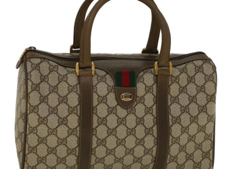 GUCCI GG Canvas Web Sherry Line Boston Bag PVC Leather Beige Green 58085 Online Sale