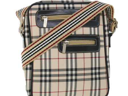 BURBERRY Nova Check Blue Label Shoulder Bag Nylon Leather Beige BlackNew 53717 For Cheap