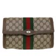 GUCCI GG Canvas Web Sherry Line Clutch Bag Beige Red Green 43902 on Sale