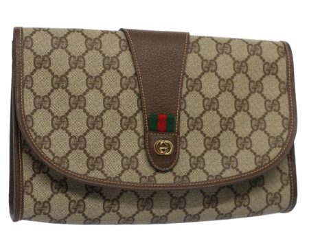 GUCCI GG Canvas Web Sherry Line Clutch Bag Beige Red Green 014 122 53385 on Sale