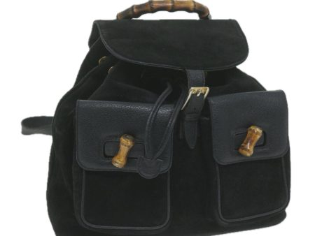 GUCCI Bamboo Backpack Suede Black 003 0016 0 66025 For Sale