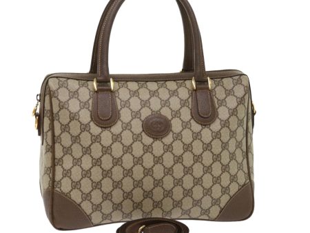 GUCCI GG Canvas Boston Bag PVC Leather 2way Beige kk179 Online Sale