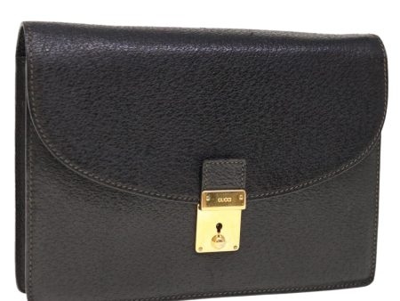 GUCCI Clutch Bag Leather Black ep2949 Cheap