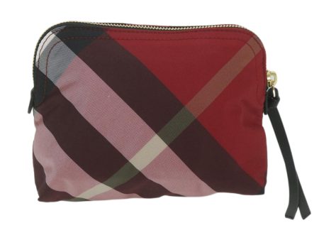 BURBERRY Nova Check Pouch Nylon RedNew 62633 Discount