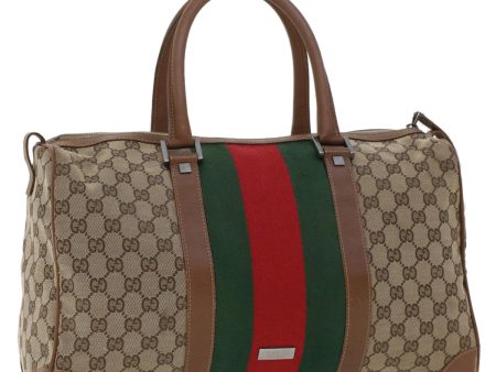 GUCCI GG Canvas Web Sherry Line Boston Bag Beige Red 2122.000.5301 43326 For Sale