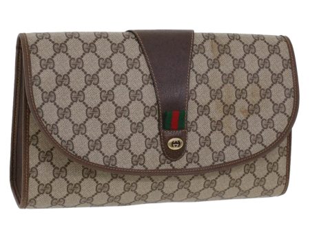 GUCCI GG Canvas Web Sherry Line Clutch Bag Beige Red Green 156.01.031 44314 Sale