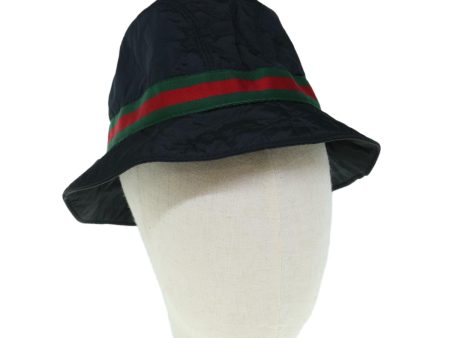 GUCCI Web Sherry Line Hat Nylon M Size Black Red Green am5552 Discount