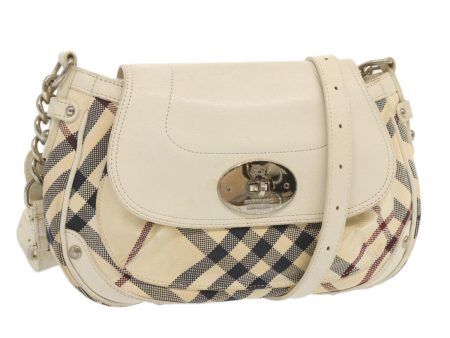 BURBERRY Nova Check Blue Label Shoulder Bag Canvas White BeigeNew bs12779 Online Sale